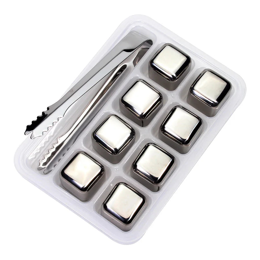 Stainless Steel Ice Cubes, Reusable Chilling Stones for Whiskey Wine, Keep Your Drink Cold Longer, SGS Test Pass