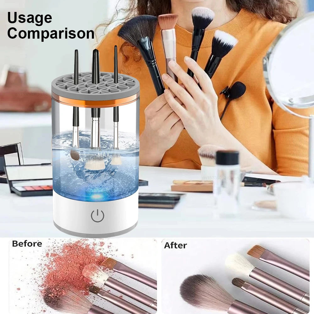 Electric Makeup Brush Cleaner Rechargeable Cosmetic Brush Dryer Cleaning Tools Automatic Make up Brushes Washing Holder Device